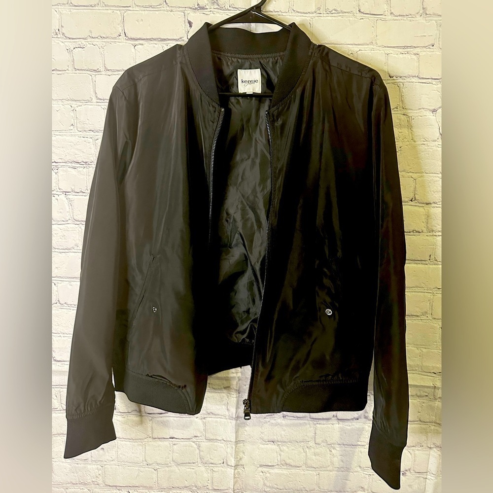 Kenzie Women's Black Bomber Jacket Full Zip